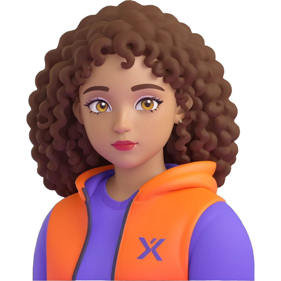 curly hair, light brown skin, baby hairs, highlighter makeup, Y2K and sportlife style emoji