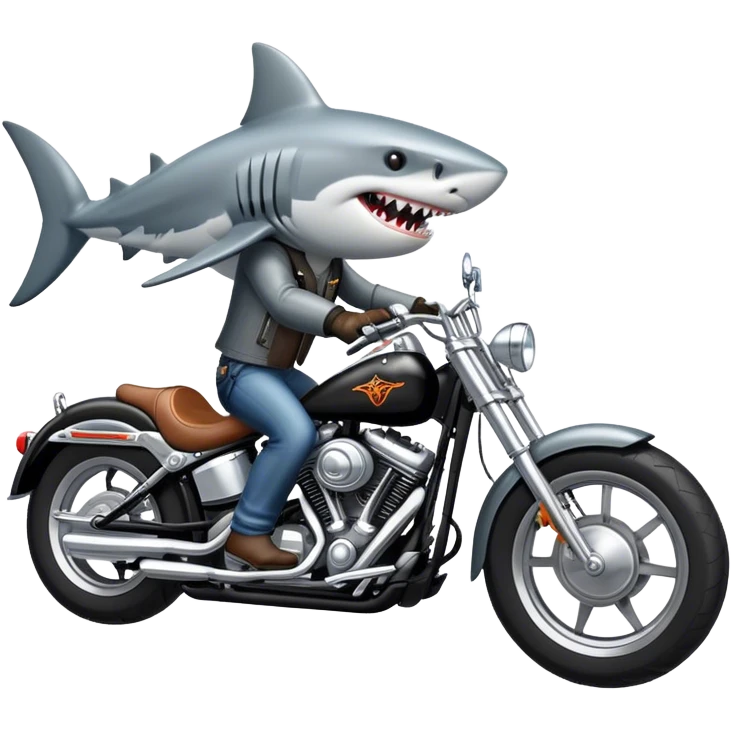 Shark riding a Harley.  emoji