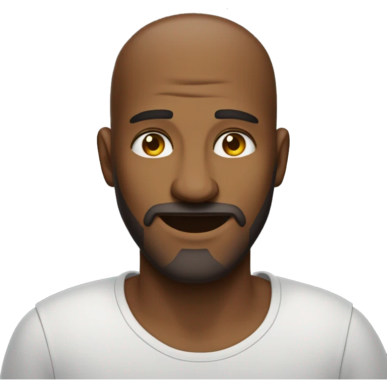 Homem careca sem barba e olhos fleumático sorrindo emoji