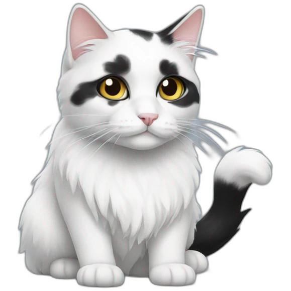 black and white cat with long hair emoji