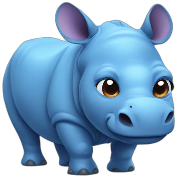 Blue rhino with love heart eyes emoji