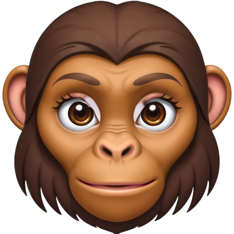 female ape face with eyelashes and feminine features emoji