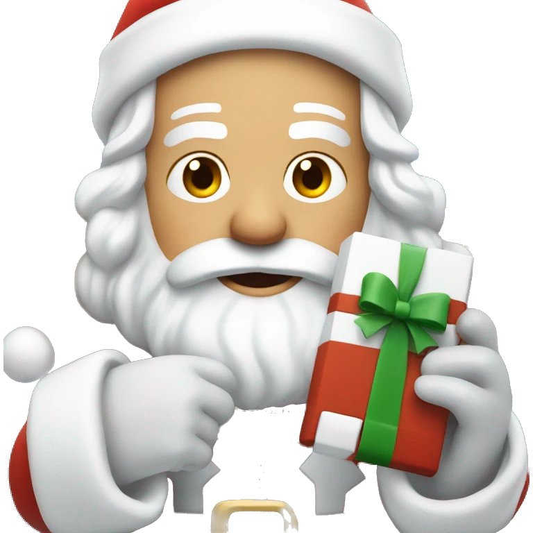 santa holding a white brick emoji