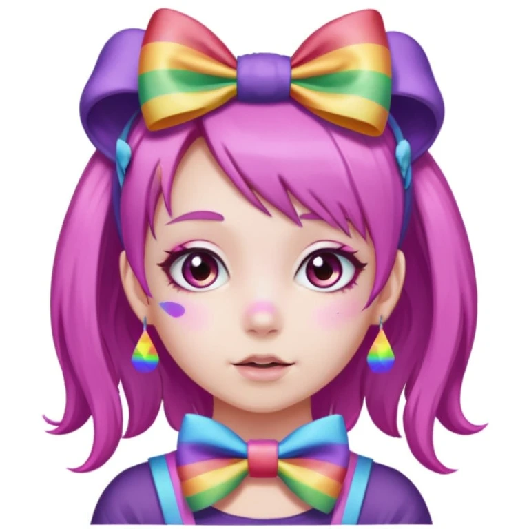 Purple Loli girl with pink hair and a rainbow bow emoji