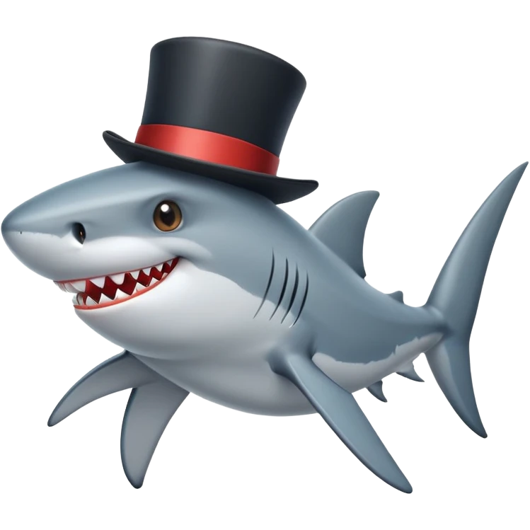 Shark with a top hat emoji
