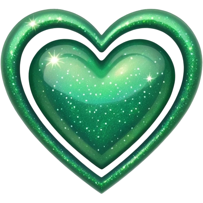 glitter heart with green sparkles emoji