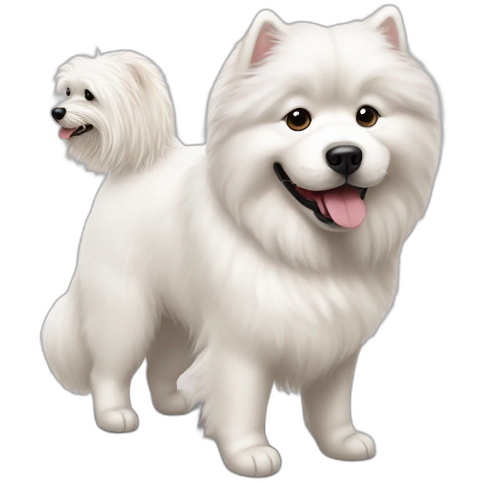 Samoyed playing with a shih tzu emoji