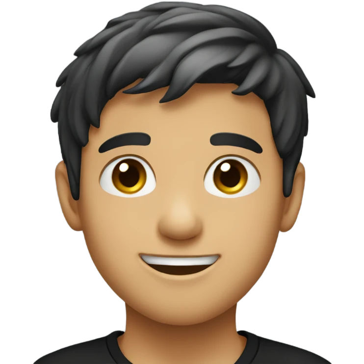 smiling boy in black shirt emoji