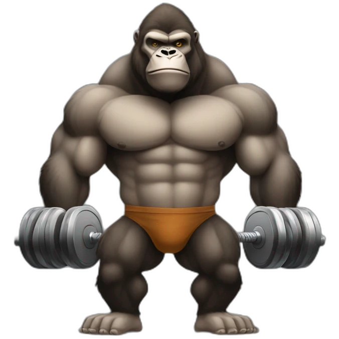 Very buff Gorilla lifting weights gym emoji