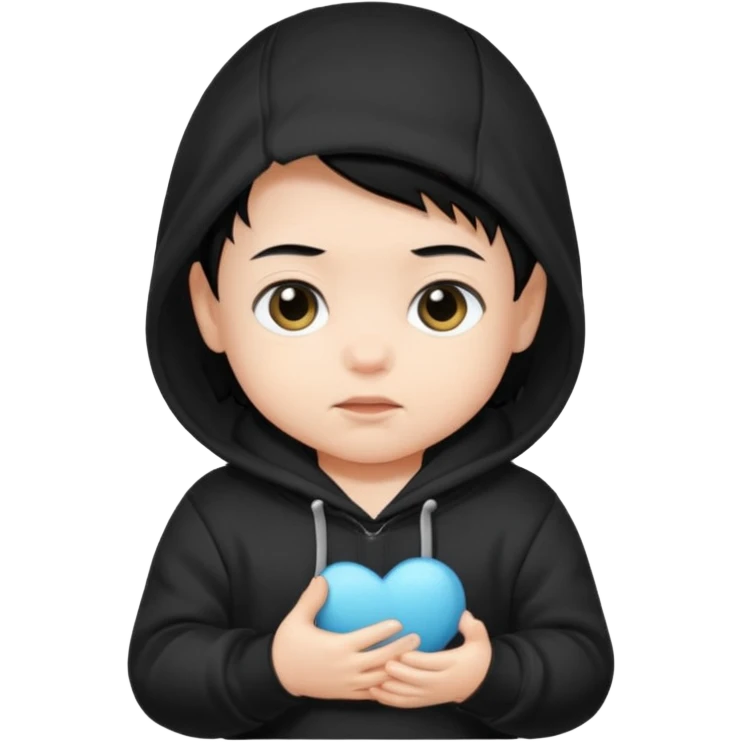 baby with black hair and black hoodie emoji