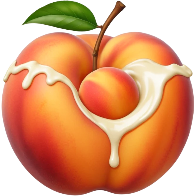 White cream drenched on a peach emoji