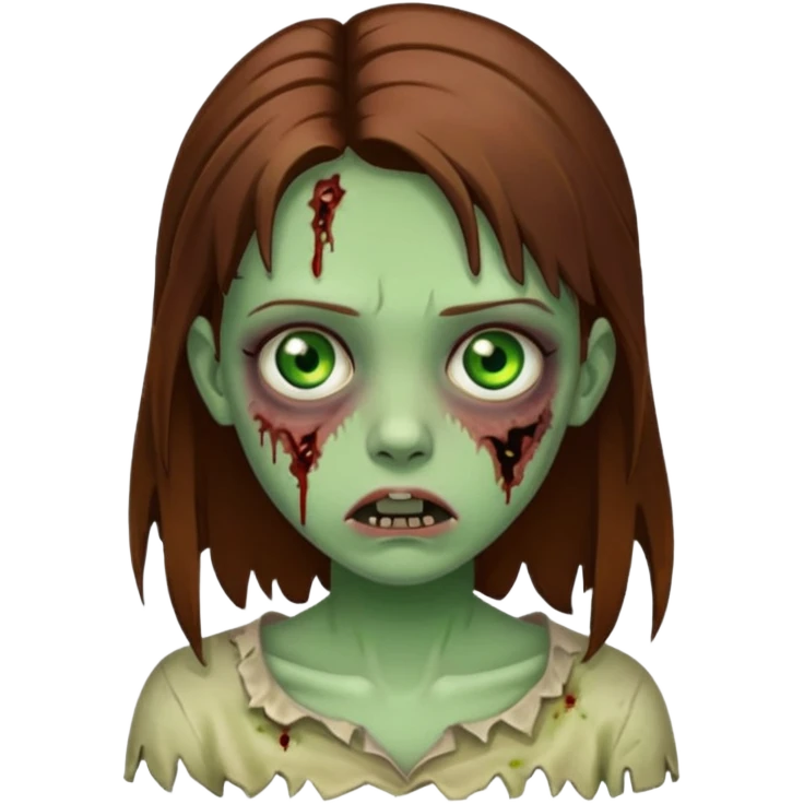 girl zombie with brown hair and green eyes emoji