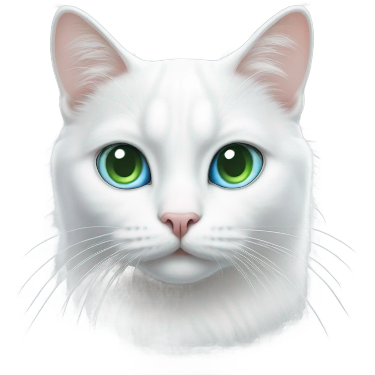 White cat with one blue and one green eye  emoji