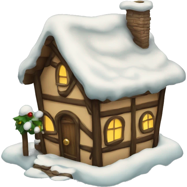christmas elf house with rolled roof emoji