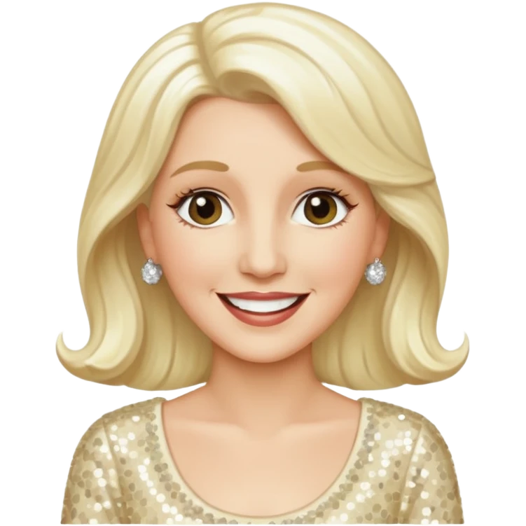 Patty Andrews from The Andrews Sisters with long platinum blonde hair, cream sequin outfit emoji