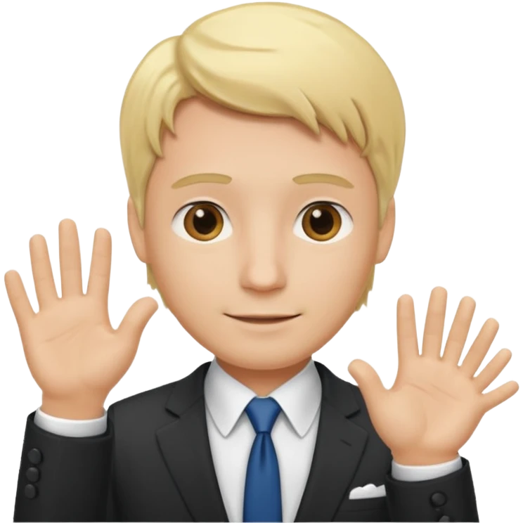 consulting man with hand with white skin and blonde hair helping emoji