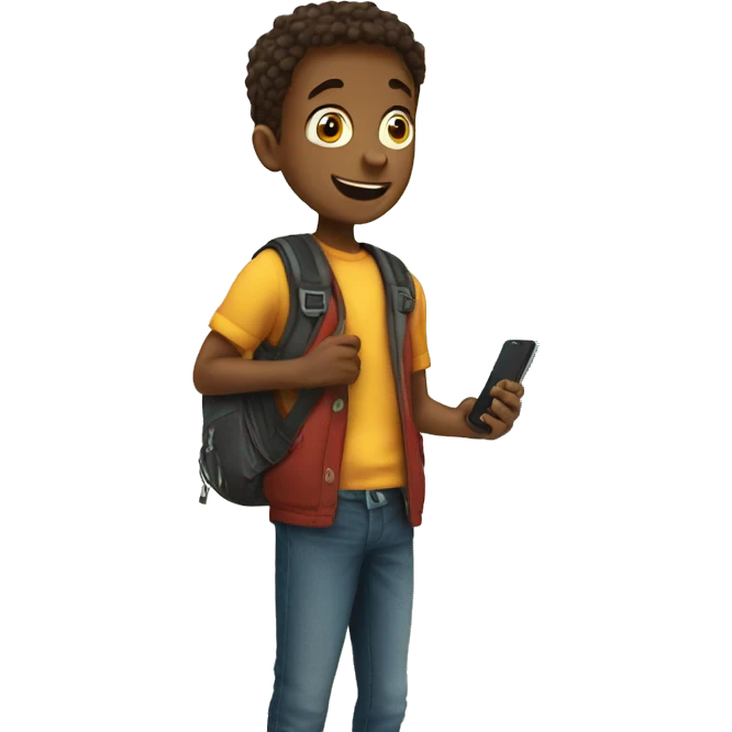 Boy with phone by door  emoji