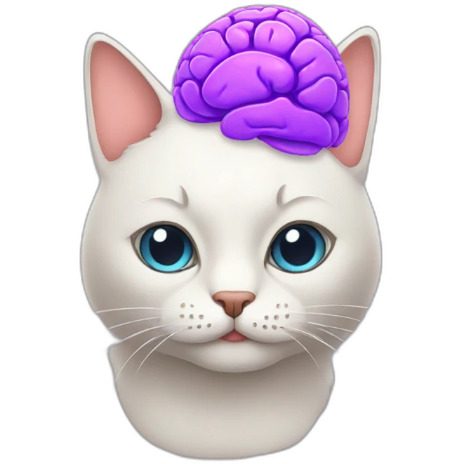 cat with a big brain emoji