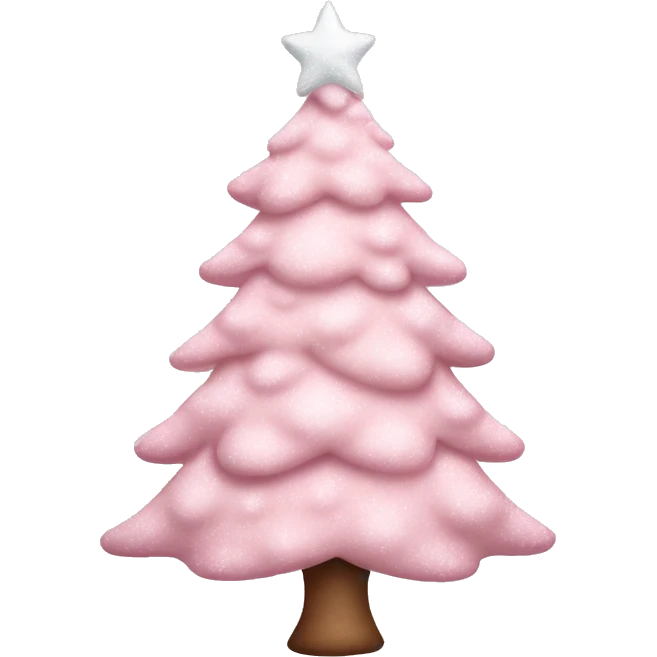 pastel pink christmas tree with snow emoji
