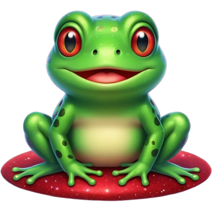 Frog Happy Cute Red Glitter Space emoji