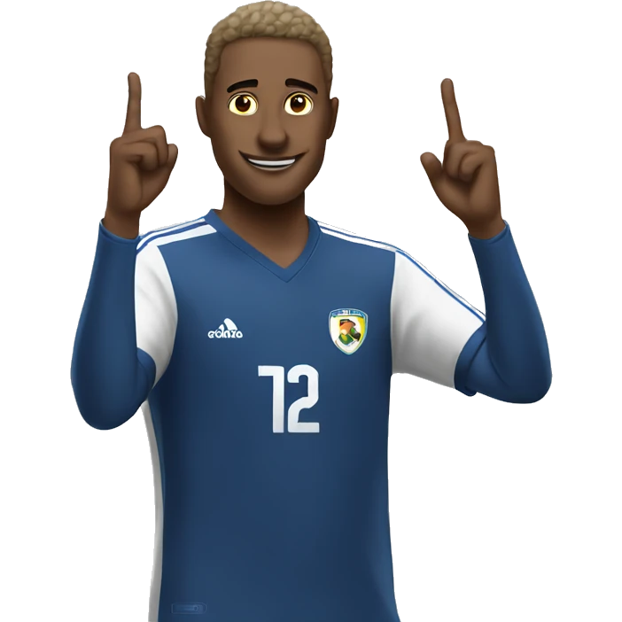 soccer player holding two fingers up emoji