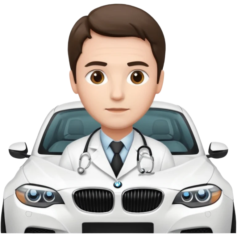 schwarzer BMW mit Arzt im Auto emoji