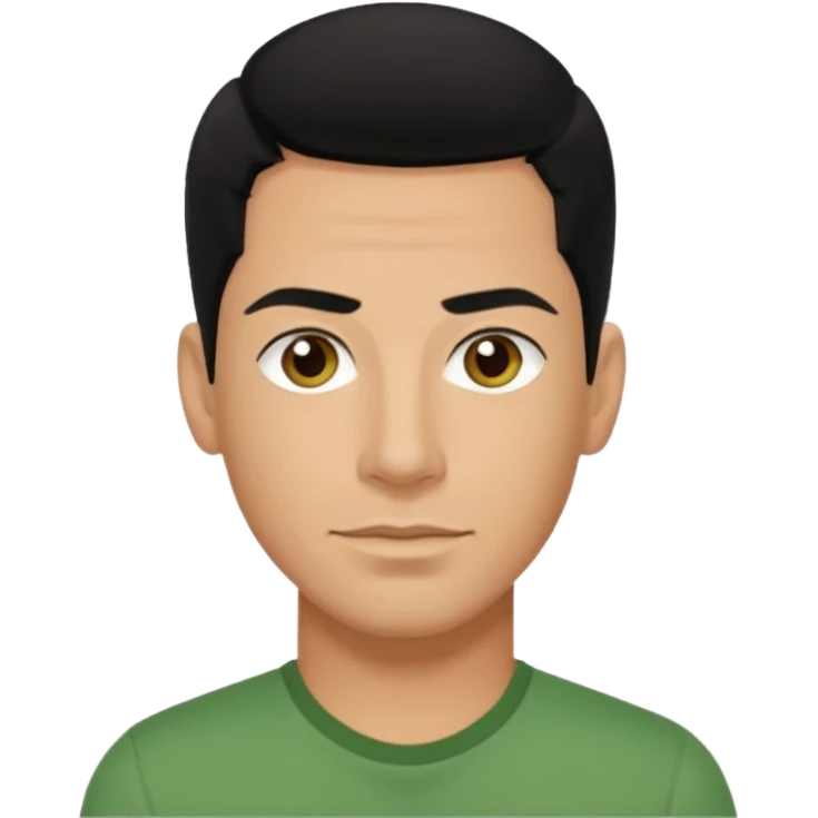 Danny Wood brown eyes, black hair, green shirt  emoji