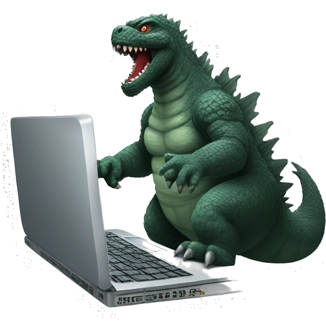 Godzilla typing on a laptop  emoji