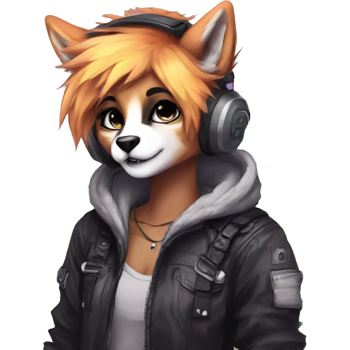 Edgy cute modern punk techwear anthro furry animal sona by Falvie, LiLaiRa, AngieWolf emoji