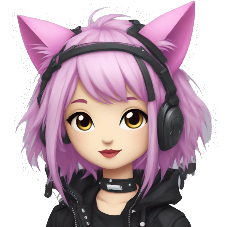 Edgy Kawaii Cute Cool Cartoon Anime Punk Techwear Gothic Catgirl emoji