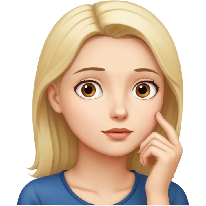 woman with hand on chin, looking up, thinking emoji