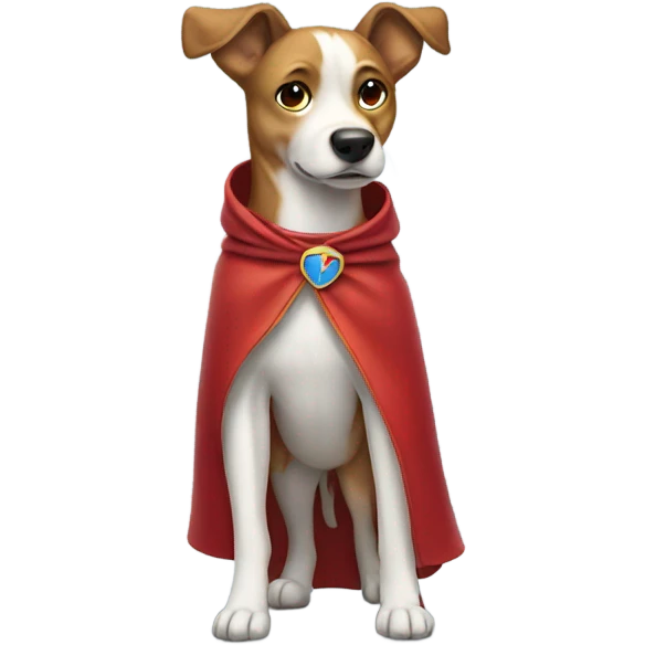 Dog wearing cape and wearing shoes emoji