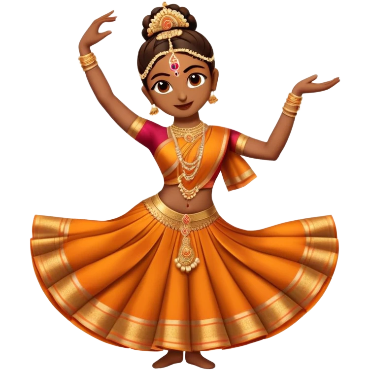 cinematic-realistic-bharatanatyam-dance-emoji,-depicted-as-an-elegant-classical-indian-dance-performance-with-graceful-poses,-intricate-costumes,-and-expressive-hand-gestures,-rendered-with-rich-textures-and-warm-dramatic-lighting, single dancer emoji