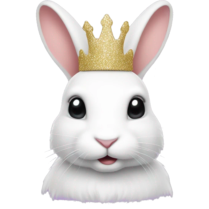 White rabbit with a glitter crown  emoji