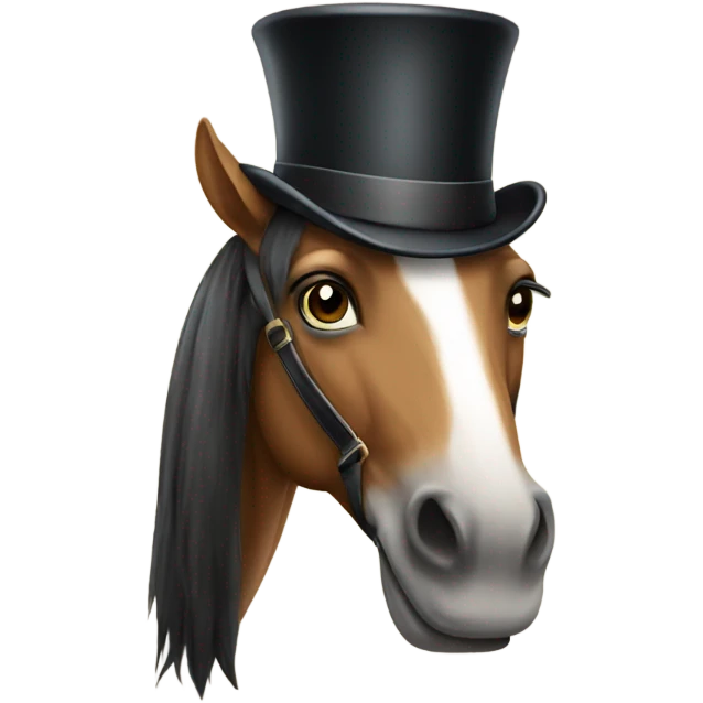 A horse wearing a vest and a top hat emoji