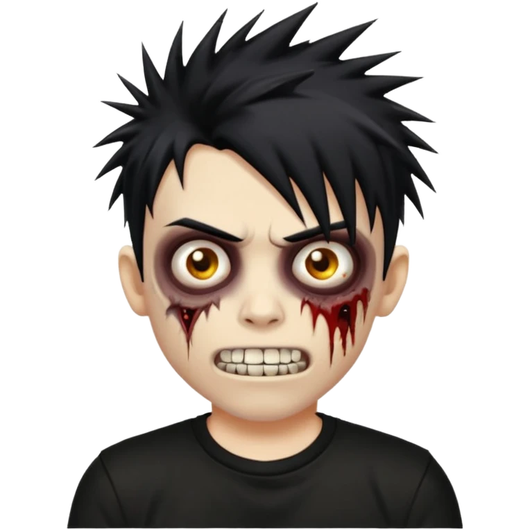zombie emo boy with spiky hair and good grillz with a black shirt emoji