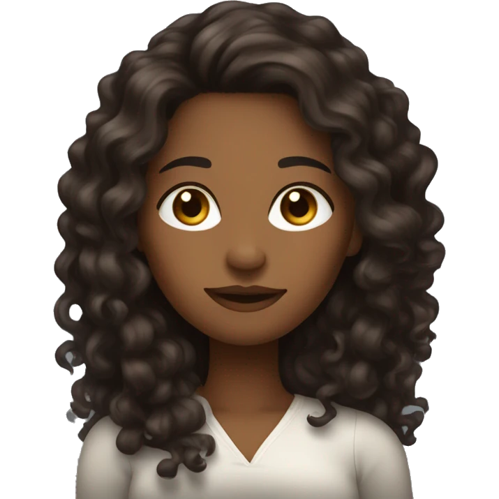 pretty brown woman with long dark brown curly viking hair emoji