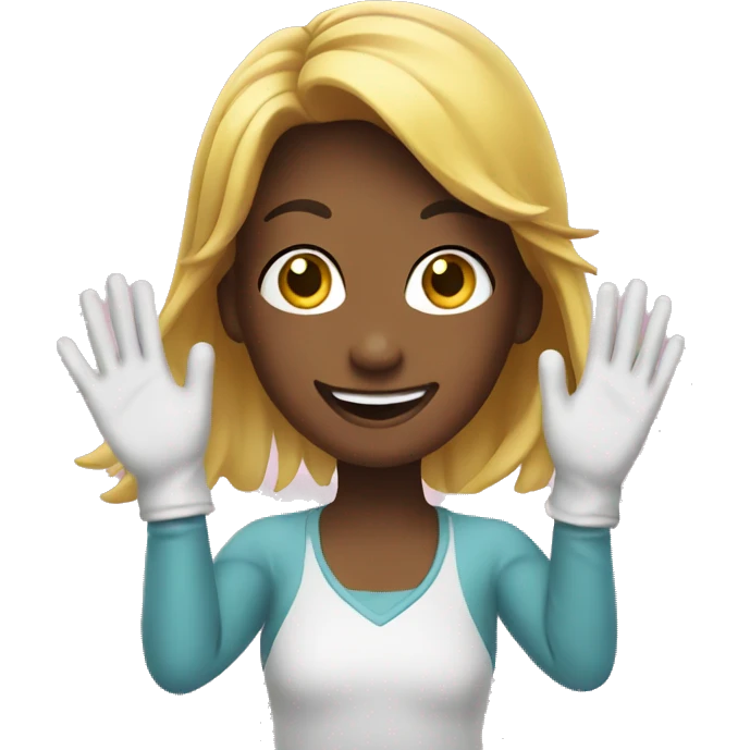 happy girl wearing gloves emoji