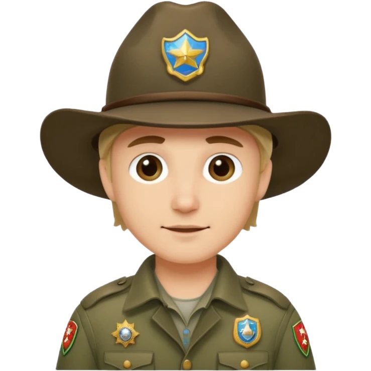 mountain ranger with hat and badge emoji