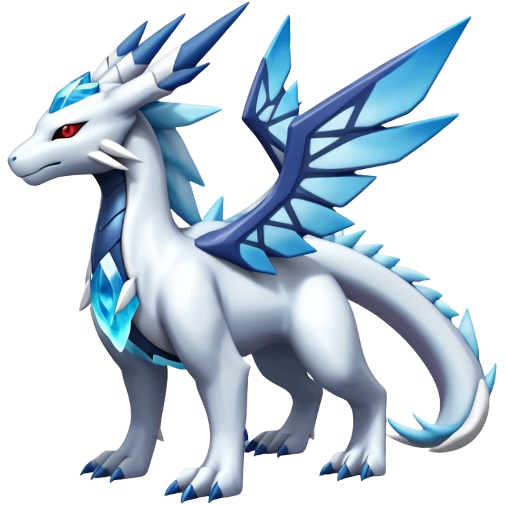 Kyurem-reshiram-Glaceon-dialga-suicune-hybrid, full body emoji