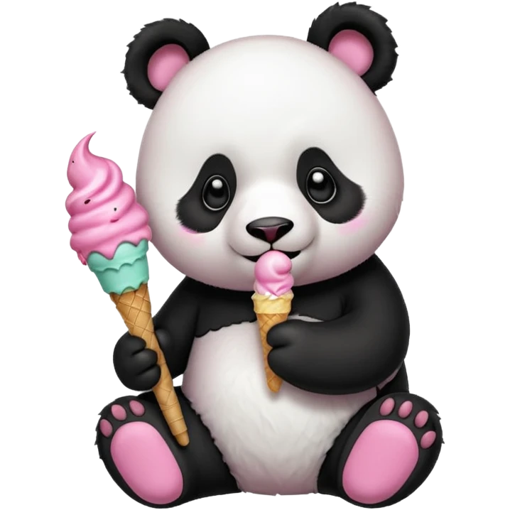Panda eating ice cream emoji