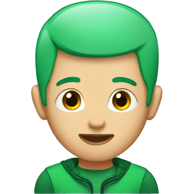 buzz cut with green hair emoji