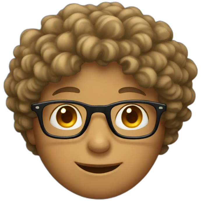 A kid with glasses and curly hair emoji