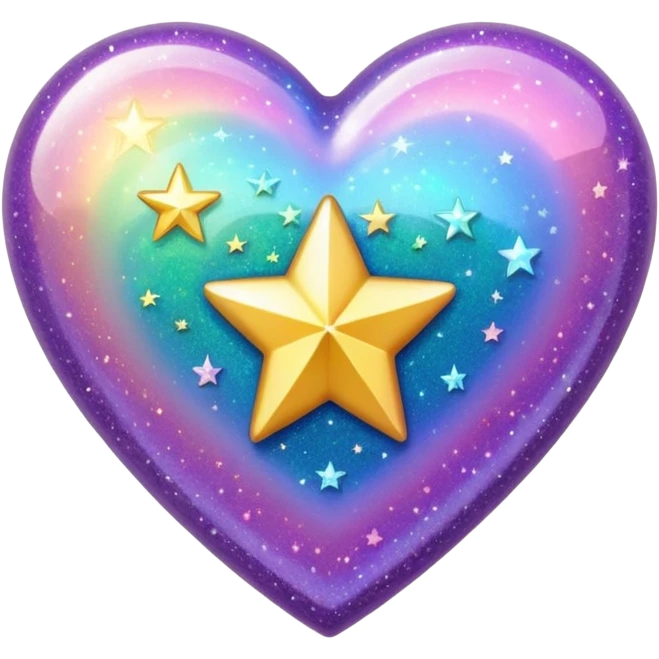 glitter heart with star sparkles emoji