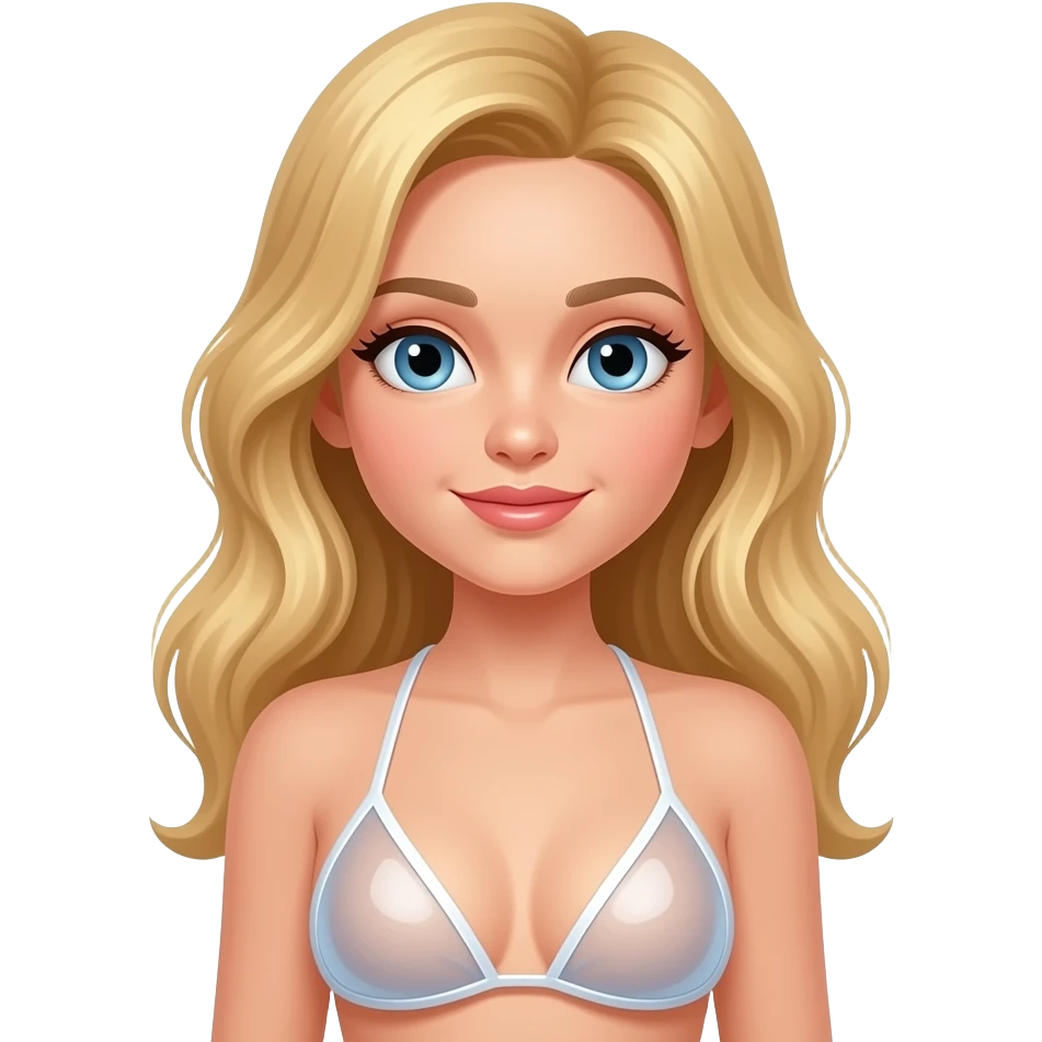 Chica rubia con bikini semi transparente emoji