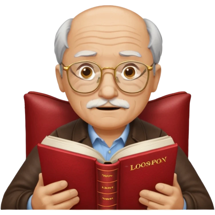 old man red glasses reading a book  emoji