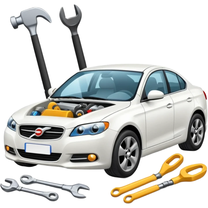 carro blanco en reparacion emoji