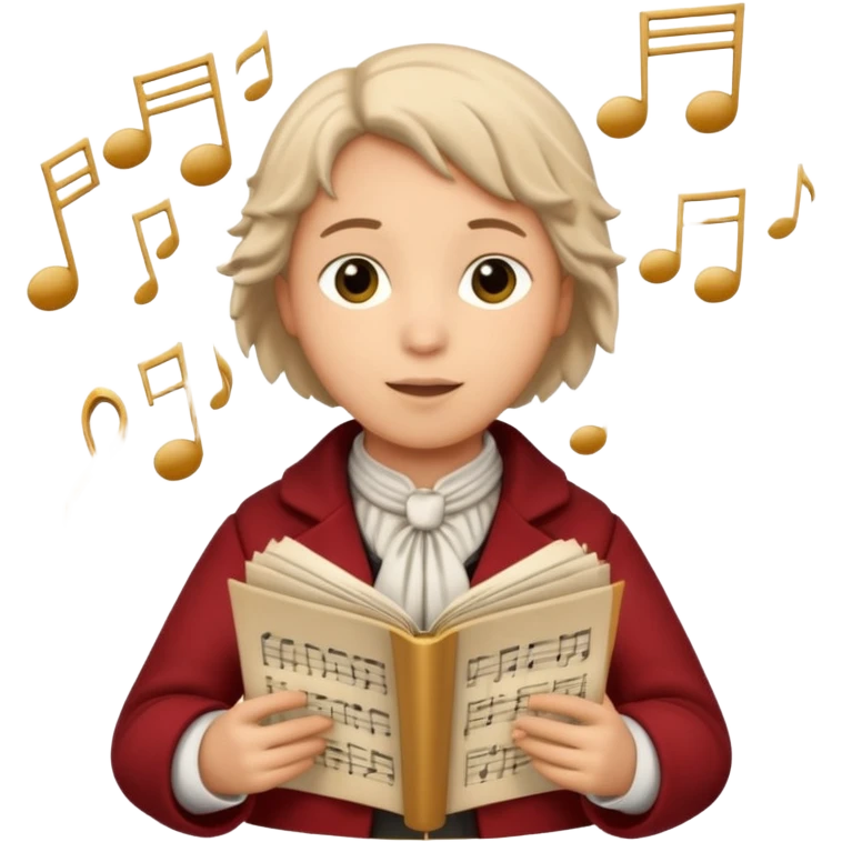 A christmas carol singer with music notes around emoji