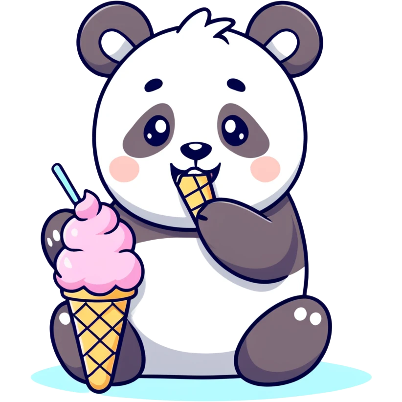 Panda eating ice cream emoji