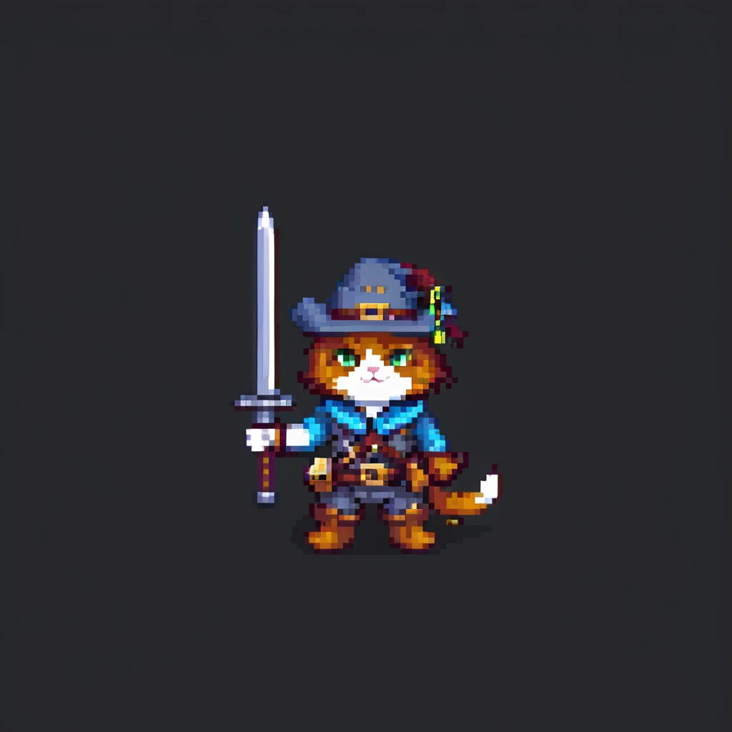 Puss in Boots, pixel art style emoji